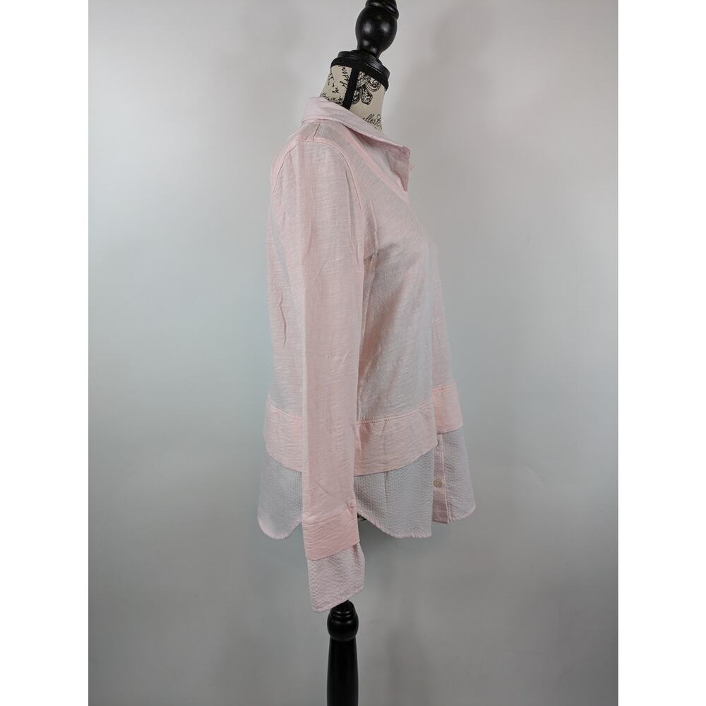 Tommy Hilfiger Womens Small Layered Blouse Light Pink Casual Work Top Shirt - Picture 4 of 11